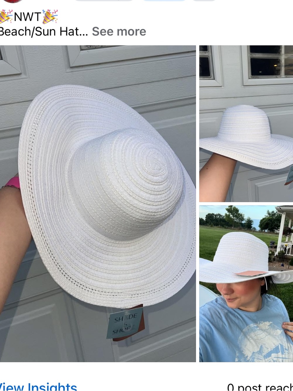 Shade & Shore White Wide-Brim Straw Sun Hat